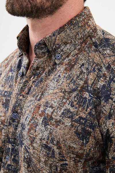 Mcr Patterned Slim Fit Wool Men's Shirt Beige - 27009.24K
