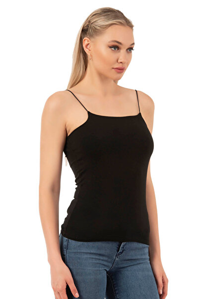 ÖZKAN underwear Özkan 27042 Women's Cotton Modal Flexible Comfortable Thin Spaghetti Strap Collar Seamless Knitted Tank Top