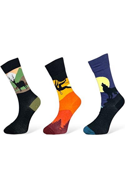 Mevo 3-Piece Patterned Unisex Flexible Moisturizing Cotton Socks