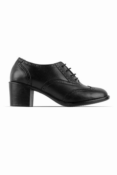 Lal Shoes & Bags Pantofi cu toc cu șireturi din piele naturală Seren pentru femei-negri