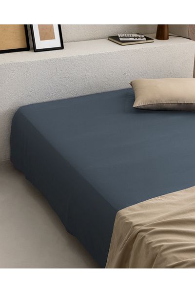 Madame Coco Manon Double 100% Cotton Ranforce Elasticless Sheet - Dark Blue