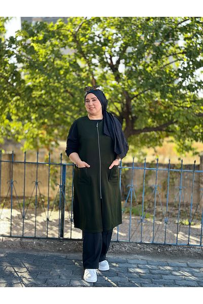 TDYtrendy Giyim Γυναικείο Μπουφάν Χειμώνα Με Φερμουάρ από Λάστιχο Plus Size Steel