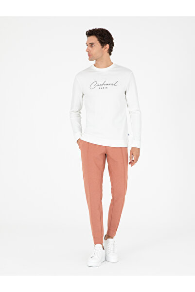Cacharel Turuncu Slim Fit Paçası Lastikli Nervürlü Eşofman Altı 50292584-VR040