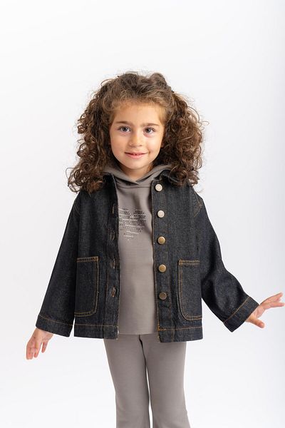 Cigit Dark Wash Denim Jacket 2-7 Years Black
