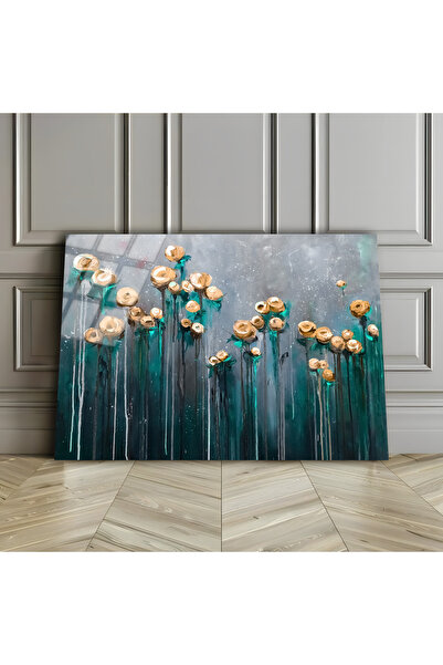 Harikabirev HARİKABİREV | PIESE DE STICLA (TEMPERATA) NEGRU-TURCOAZ FLORI TAB...