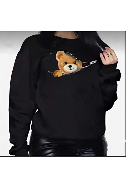 CONSTRAİN Hanorac unisex cu gât crew, cu design teddy