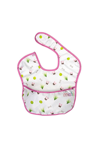 Melii مريلة قابلة للطي مع مغرفة بولدوج أبيض ووردي 2 قطعة