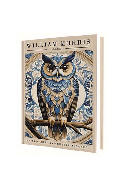 DEFFTER 14x20 Blue Owl (William Morris) - Lined Hard Cover Notebook 96 Yp