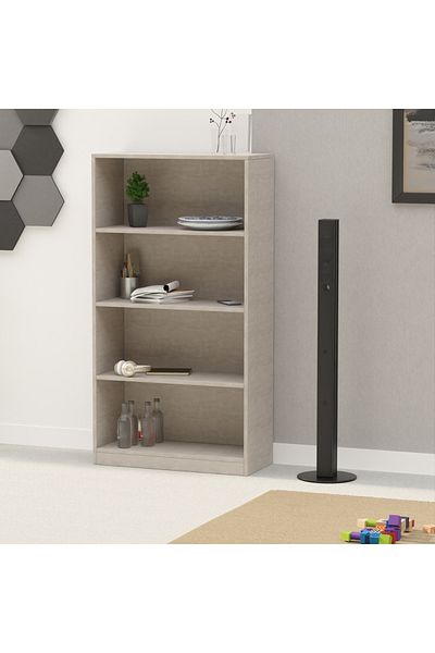 Mahmayi Wooden Storage Display Shelves 4-Tier Freestanding, Light Concrete