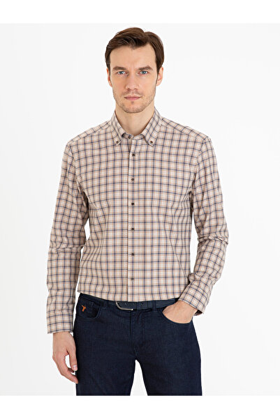 Cacharel Bej Slim Fit Uzun Kollu Gömlek 50227332-VR011