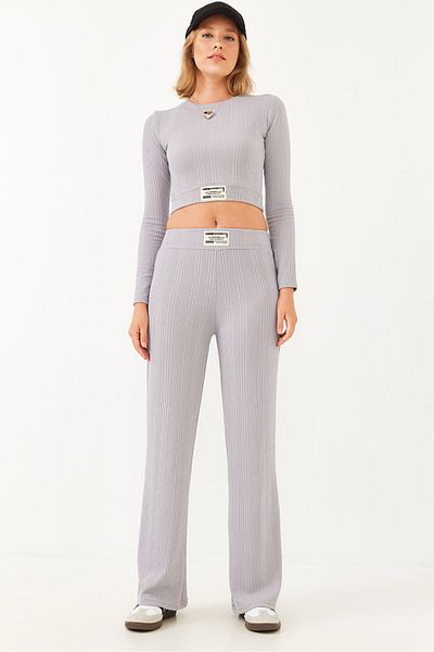 Bianco Lucci Crop-Strick-Oberteil-Set für Damen mit Label-Detail 60251853