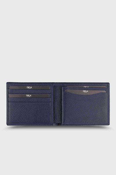 DİGA 03 Model Classic Python Real Leather Navy Blue Wallet