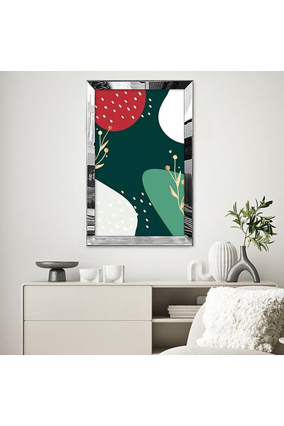 Zevahir Mobilya Dekorasyon Imagini abstracte colorate cu cadru din plexiglas cu oglindă argintie Fundal închis Tablou unic MDF