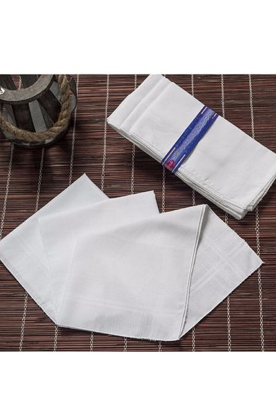 Hepsine Rakip 39X39 cm White Cotton Handkerchief - 12 Pack Hand Pocket