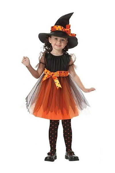 KOSTÜMCE Halloween Witch Costume Orange
