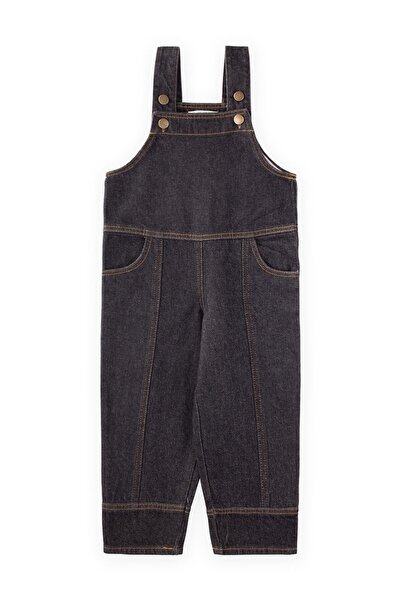 Cigit 2-7 Years Black Denim Salopet - Side Pocket