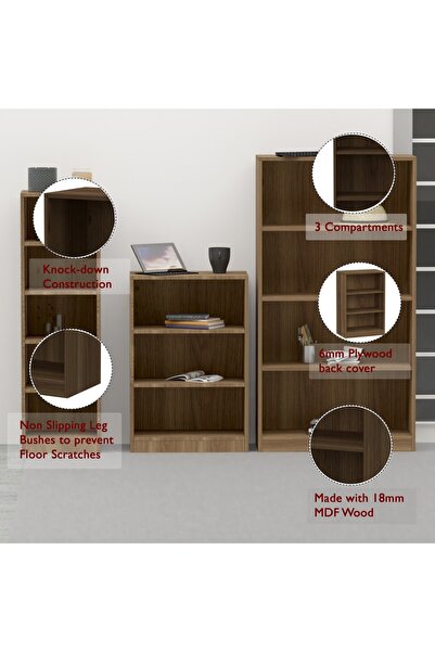 Mahmayi Wooden Storage Display Shelves 3-Tier Freestanding, Zabrano