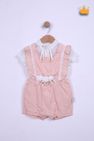 Babydola Babyhola Baby Girl Salmon Salopet Shirt 2 Piece Set 12711