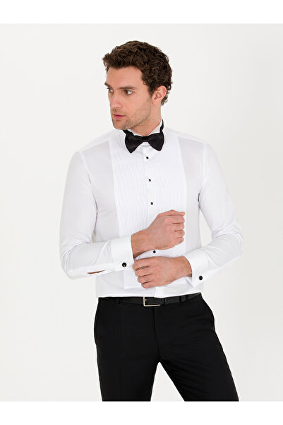 Cacharel White Slim Fit Tuxedo Shirt 50269231-Vr013