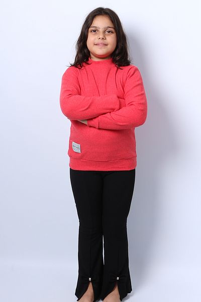 HÇM Girl's Knitwear Turtleneck Ribbed Plain Badi - C68
