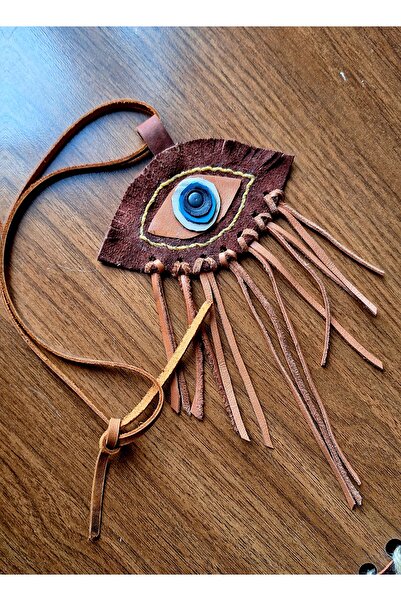 suuderi Kahverengi hakiki deri göz kolye