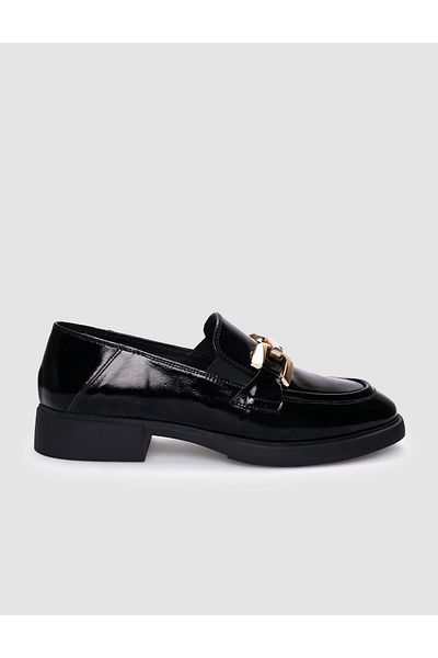 Cabani 100% Genuine Leather Black Patent Leather Buckle Women's Casual Shoes