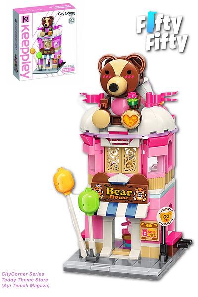 Vagonlife Keeppley Bear Themed City Corner Series - 281 Piece Toy Building Set Ffk-0109