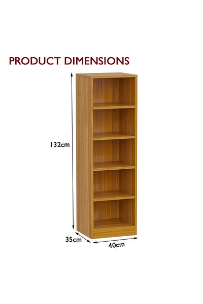 Mahmayi Wooden Storage Display Shelves 5-Tier Freestanding, Light Walnut