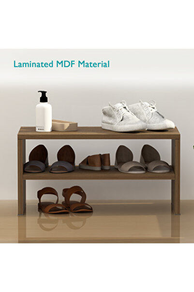 Mahmayi 2-Tier Stackable Shoe Rack, Wooden 2-Shelf Shoe Shoes , Zabrano