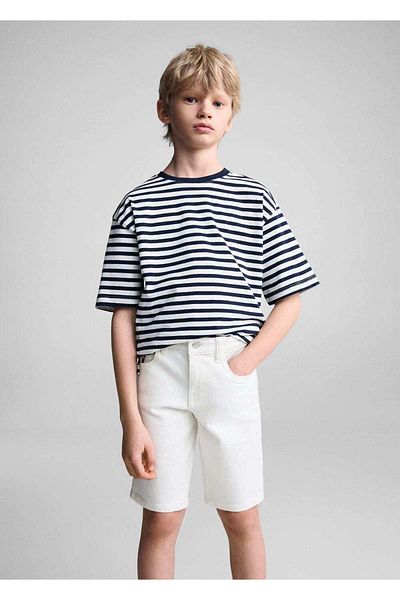 MANGO Kids Slim fit džínové bermudy