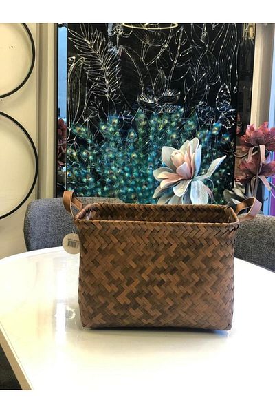 Sever Brown Rectangular Knitted Basket 36X26X22Cm