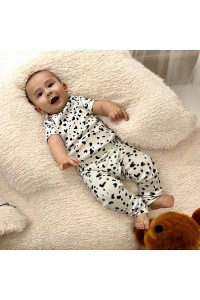 DİVİSTA Unisex Baby Body and trousers Set - Printed Snap Fasteners