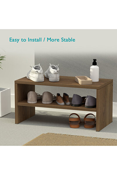 Mahmayi 2-Tier Stackable Shoe Rack, Wooden 2-Shelf Shoe Shoes , Zabrano