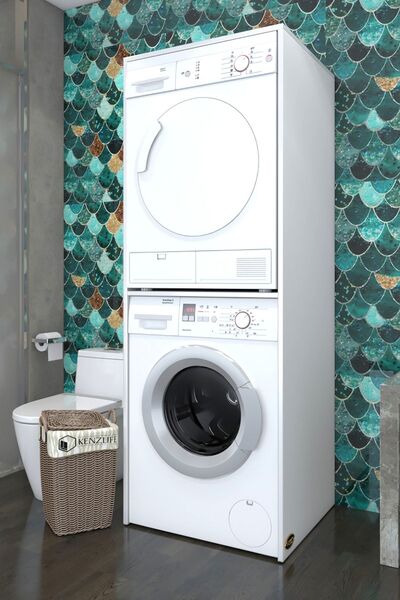 Kenzlife Çamaşır-Kurutma Makinesi Dolabı Evgeniya Byz 180*70*60 Banyo Çift Katlı Kapaksız Arkalıksız