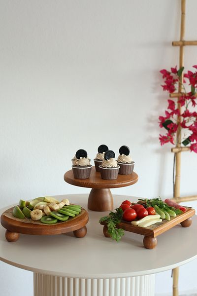 kitchen trend Justwood 3-Piece 25 Cm Lucca Cake Rack, 25 Cm Risus, 17x25 Risus Wooden Dowry Set