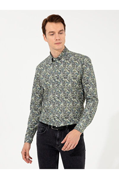 Cacharel Haki Slim Fit Uzun Kollu Gömlek 50253908-VR027