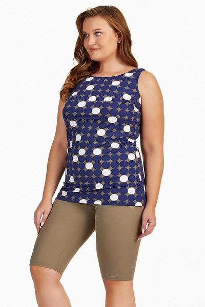Argento Patterned Short Sleeve Tankini