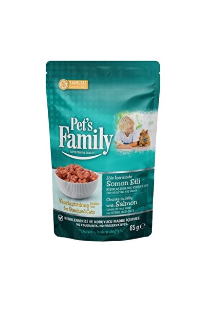 Pets Family Pouch Kısırlaştırılmış Kedi Somonlu Jöle 85 gr x 24 Paket