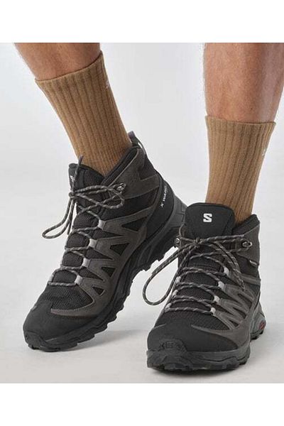 Salomon Men's Outdoor Boots - X Ward Leather Mid, Gore-Tex Waterproof, Black