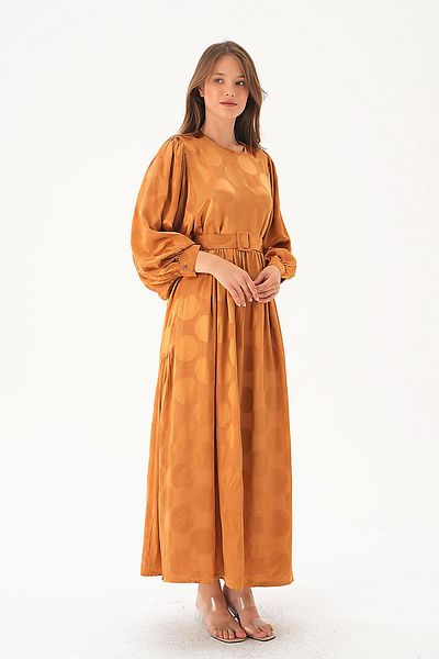 Rays 4215A Camel πουά φόρεμα και ζώνη