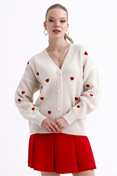 MD trend Dámský pletený svetr se vzorem srdce