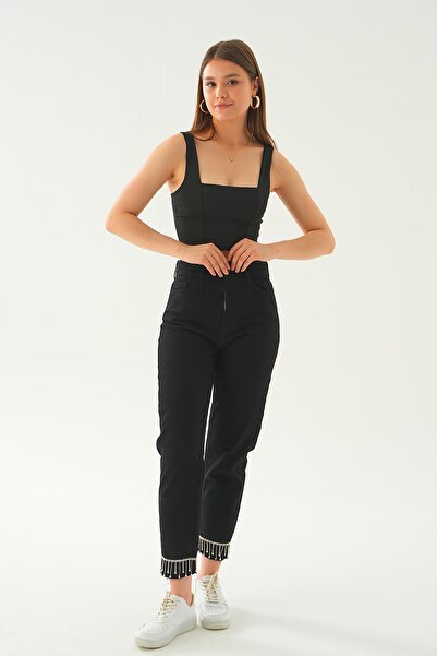 Rays Μαύρο Jean - 11131 Model, λεπτομέρεια από πέτρα στα πόδια