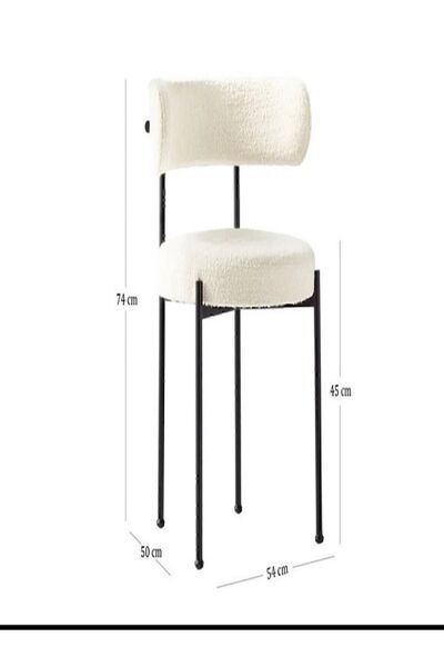 Kaktüs Avm 4 Sandalye 1 Adet 90 Cm Çap Masa Teddy Pufuduk Kumaş Salon Mutfak Balkon