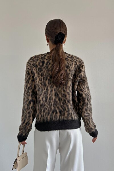 Cistern İstanbul Women's Leopard Patterned Wool Sweater