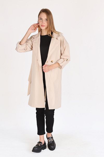 Rays 7293A Model Trench lung cu nasturi colorate în piatră