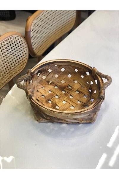 Sever Wooden Wicker Round 3 Piece Basket
