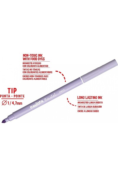 CARIOCA Süper Yıkanabilir 8'li Pastel Renk Keçeli Kalem / 43032