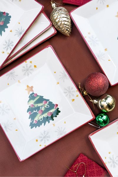M'art Home New Year's Series 2 Piece Square Cake Plate