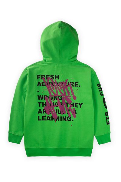 Cigit Суитшърт с качулка и принт Look Fresh, 9-14 години, зелен