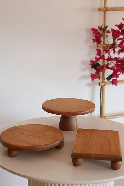 kitchen trend Justwood 3-Piece 25 Cm Lucca Cake Rack, 25 Cm Risus, 17x25 Risus Wooden Dowry Set